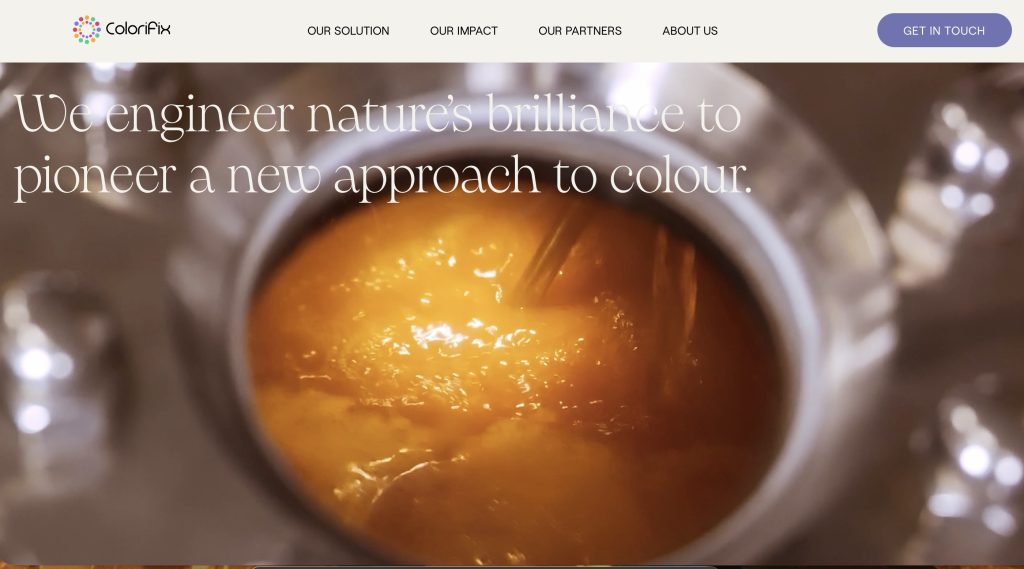 Screenshot of Colorifix website film showing their sustainable approach to putting colour in clothes