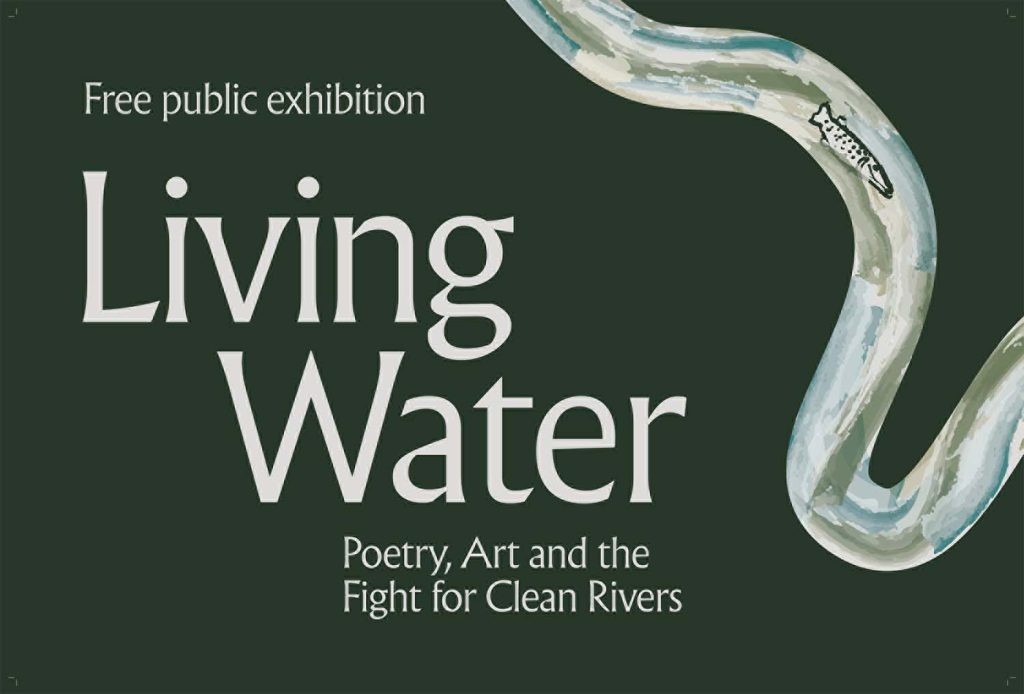 Living Water Poster for event details in text plus image from Ways of Water film go a hand in the light by Diana Scarborough